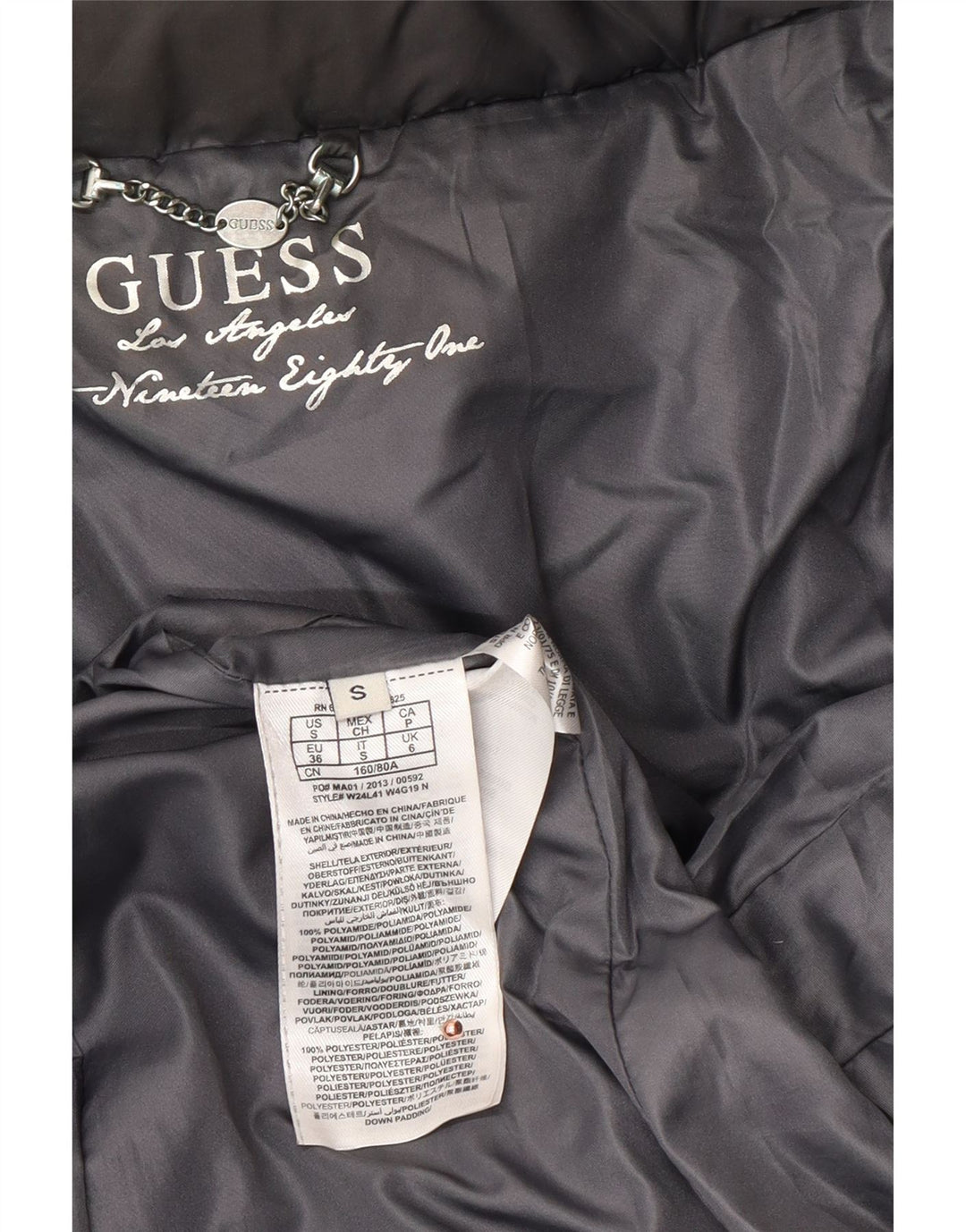 GUESS Damen Wattierter Mantel UK 6 XS Graues Polyester