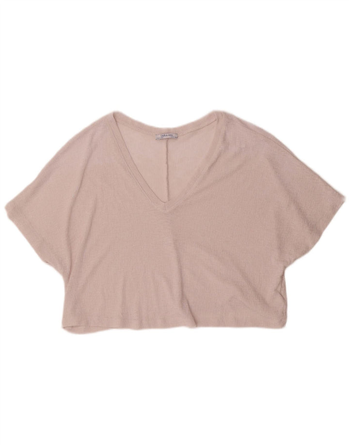 Zara Damen Crop-Oversize-Blusenoberteil, UK-Größe 10, klein, rosa, Polyester