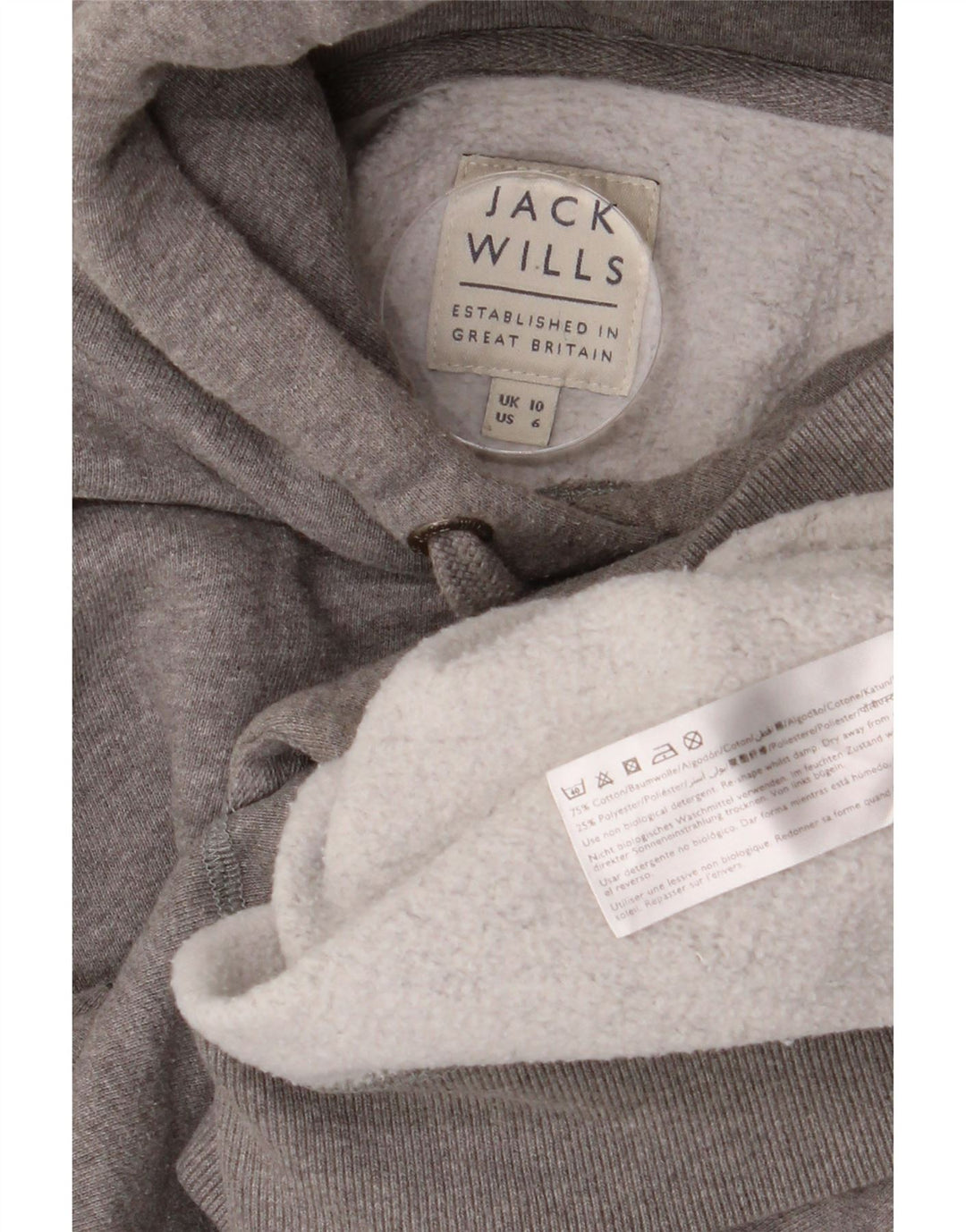 JACK WILLS Damen Salcombe Devon Übergroßer Kapuzenpullover UK 10 Small Grau