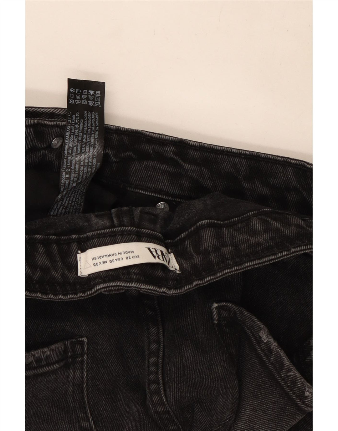Zara Herren Jeansshorts EU 38 Small W30 Schwarze Baumwolle