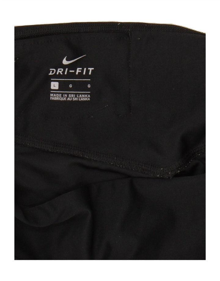 NIKE Womens Dri Fit Graphic Leggings UK 16 Large  Black Polyester Vintage Nike and Second-Hand Nike from Messina Hembry 