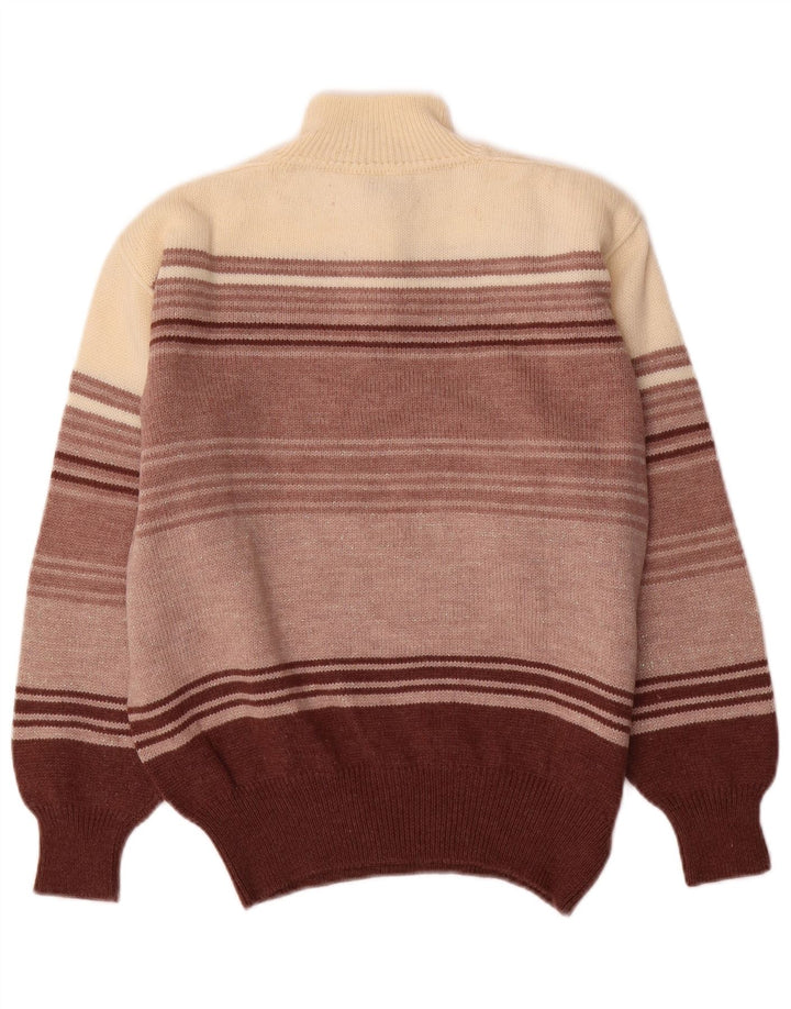 MARIEDDA Damen-Pullover mit Knopfkragen, Gr. 42, Größe L, braun gestreift