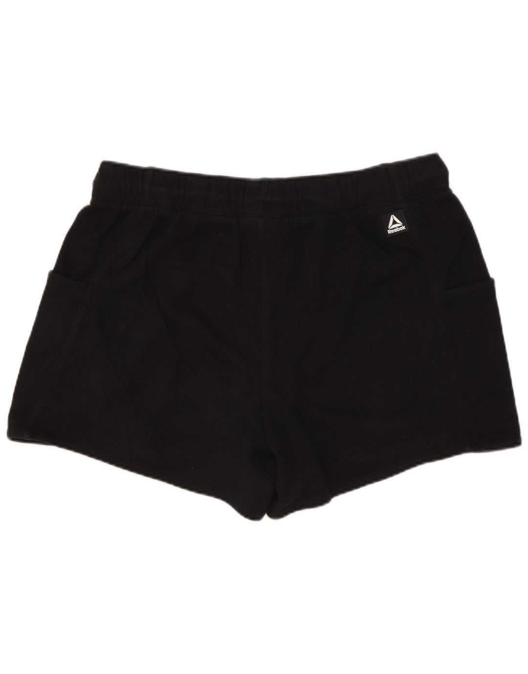 REEBOK Damen Sportshorts UK 14 Große schwarze Baumwolle