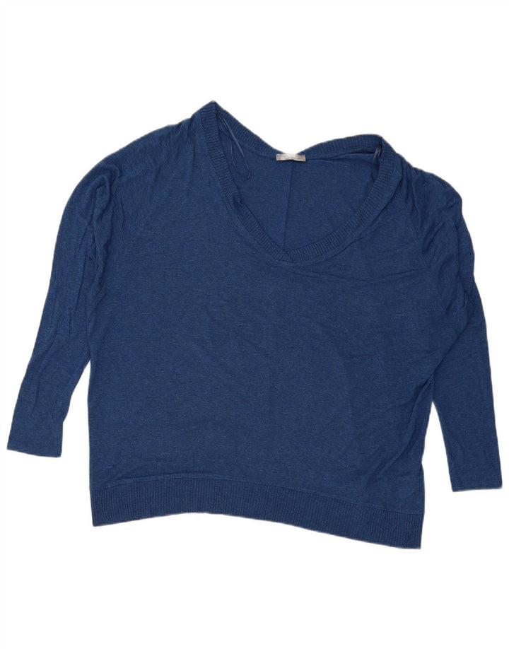 Zara Damen Übergroßes Top Langarm UK 14 Mittelblaue Viskose