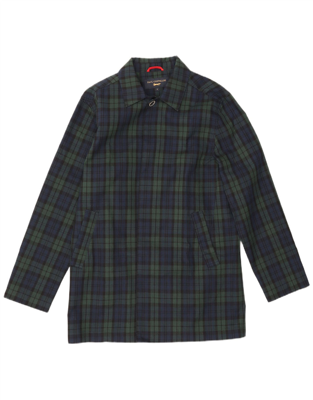 PAUL COSTELLOE Herrenmantel UK 38 Medium Navy Blue Check Polyester