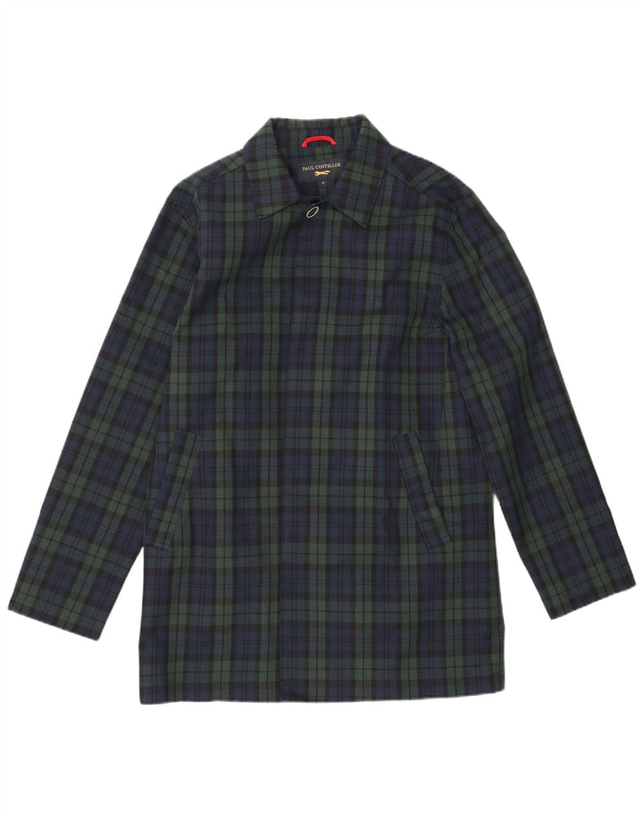 PAUL COSTELLOE Herrenmantel UK 38 Medium Navy Blue Check Polyester