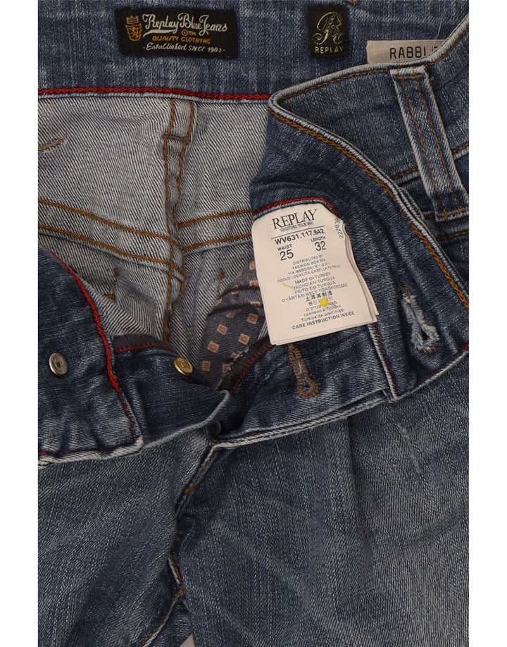 Replay Damen Rabbler Bootcut Jeans W25 L32 Blaue Baumwolle