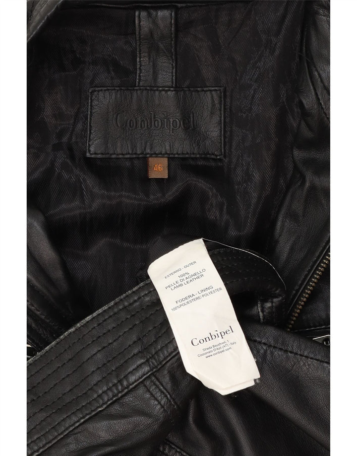 Conbipel Damen Leder Bikerjacke IT 46 Großes schwarzes Leder