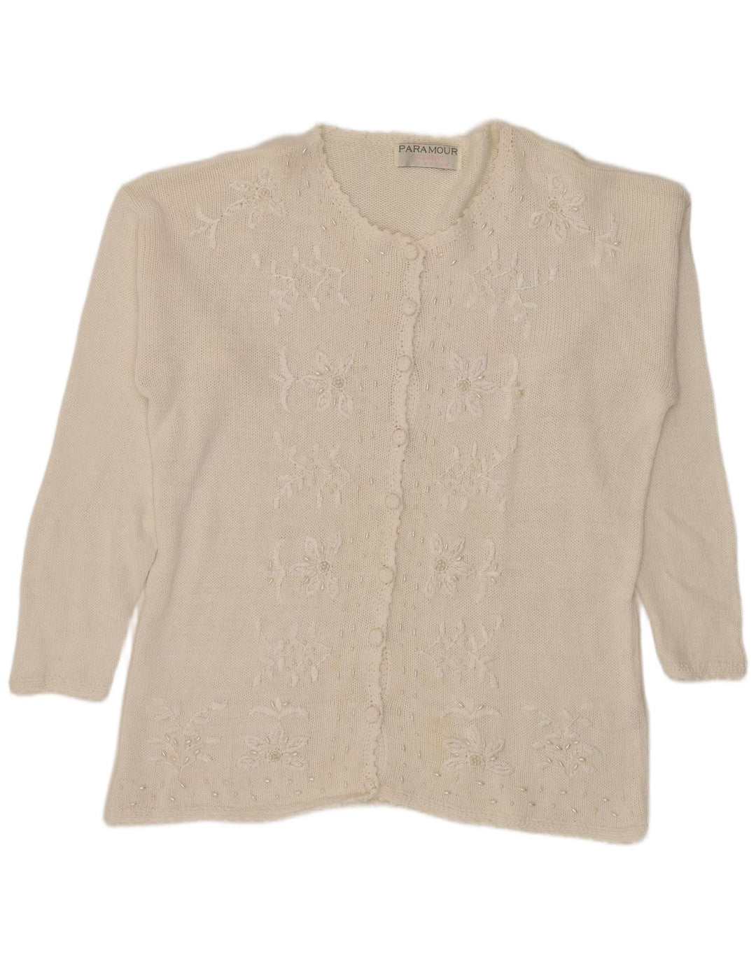 Paramour Damen-Strickjacke, Einheitsgröße, weißes Ramie-Blumenmuster