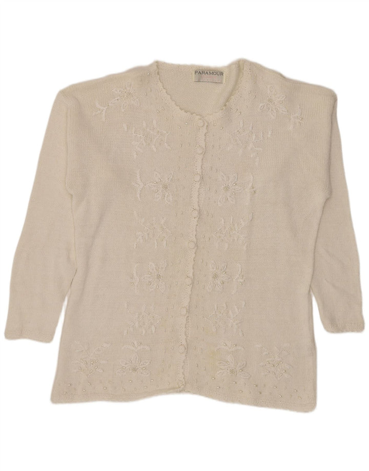 Paramour Damen-Strickjacke, Einheitsgröße, weißes Ramie-Blumenmuster
