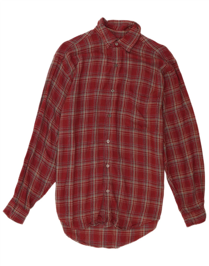 Marks & Spencer Herren-Flanellhemd, klein, rot kariert, Viskose
