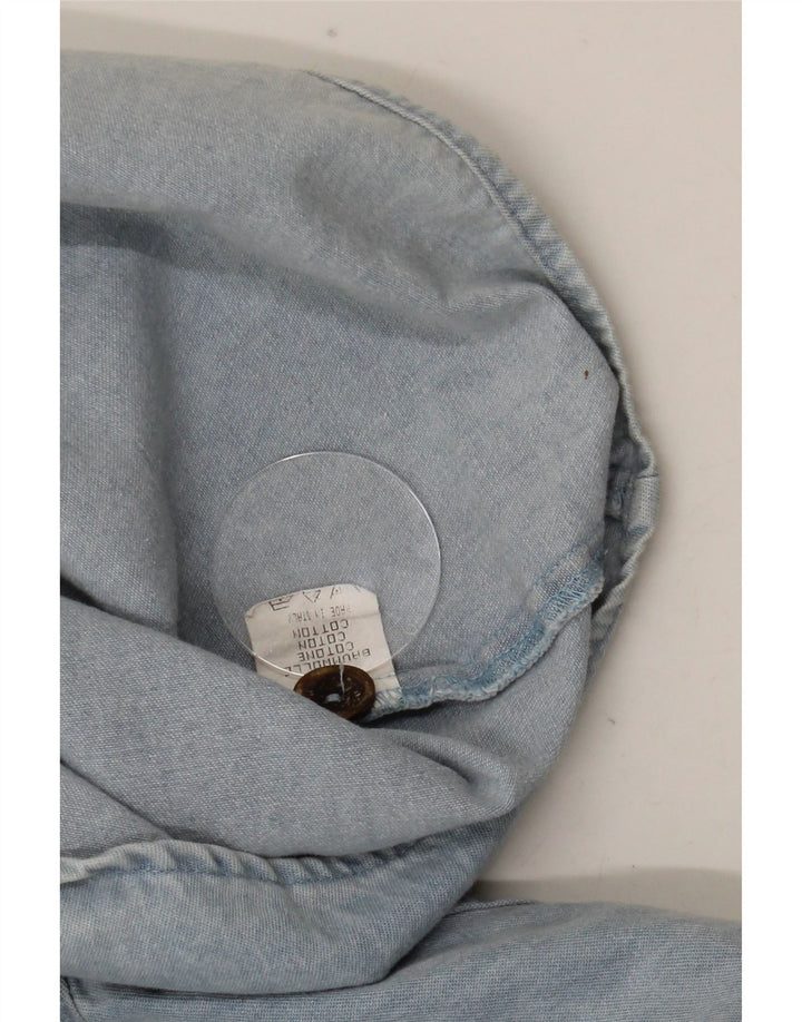 Vintage Herren-Jeanshemd, groß, blau, geblümt, Baumwolle