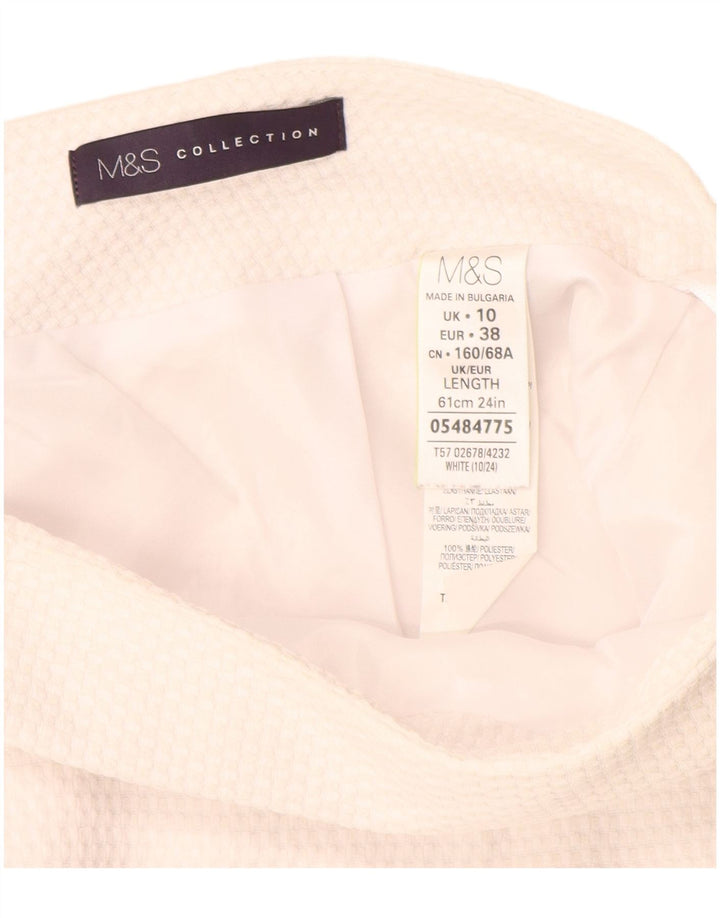 Marks & Spencer Damen Bleistiftrock UK 10 Small W30 Weiß Polyester