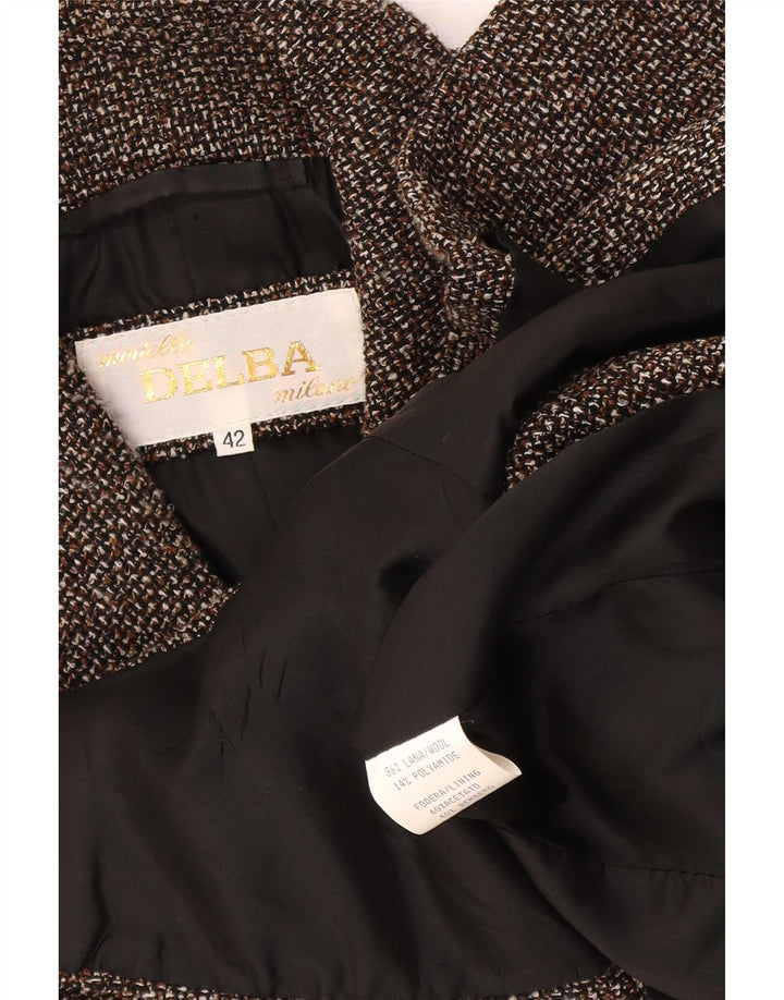 Delba Damen-Zweireiher-Blazer-Jacke, EU 42, große braun gesprenkelte Wolle