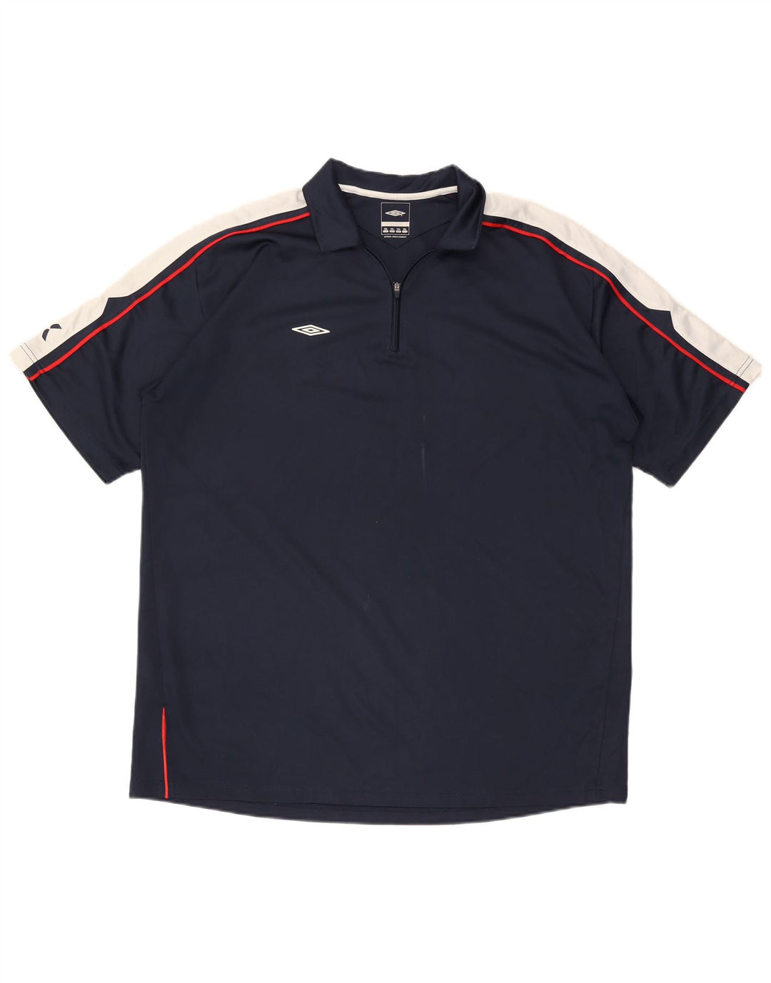 Umbro Herren-Poloshirt mit Reißverschluss, 2XL, Marineblau, Farbblock-Polyester