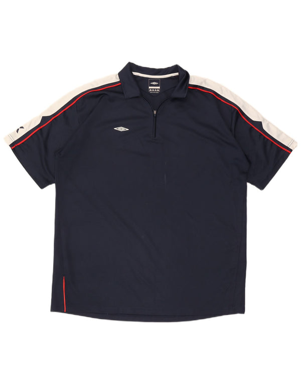 Umbro Herren-Poloshirt mit Reißverschluss, 2XL, Marineblau, Farbblock-Polyester