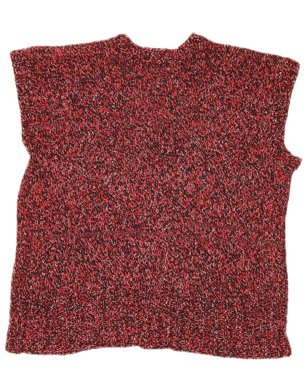 Vintage Damen Weste Tank Top UK 18 XL Rot meliert