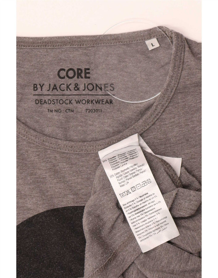 Jack & Jones Herren Core Graphic T-Shirt Top Large Grau Polyester