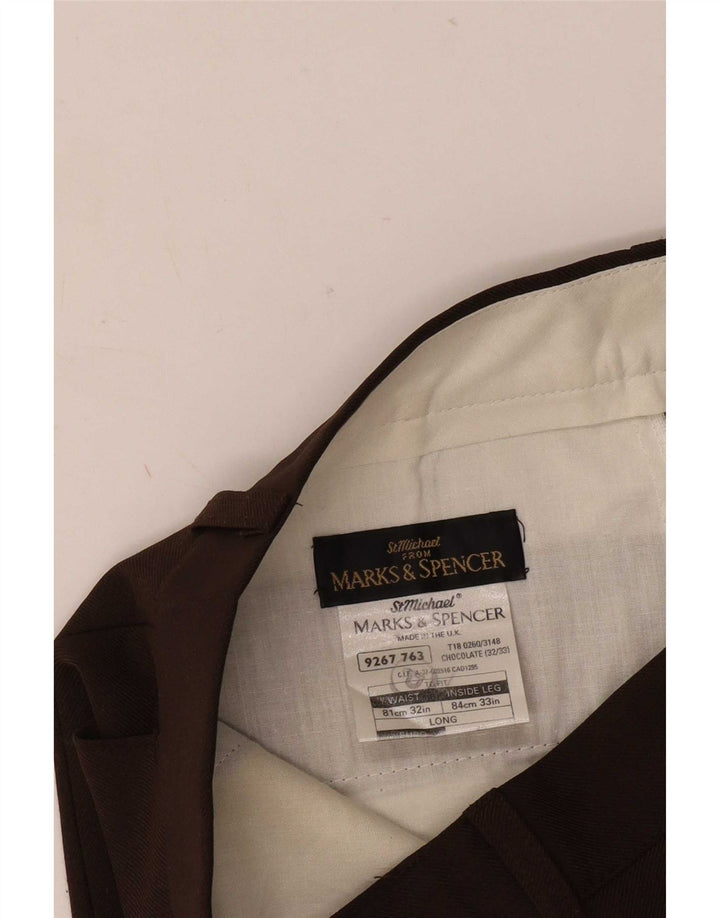 Marks & Spencer Herren-Freizeithose, gerade, W32, L26, braun, Polyester