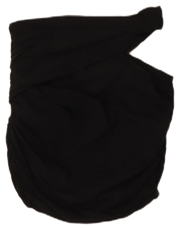 Zara Damen Crop One Shoulder Top UK 8 Small Schwarze Viskose