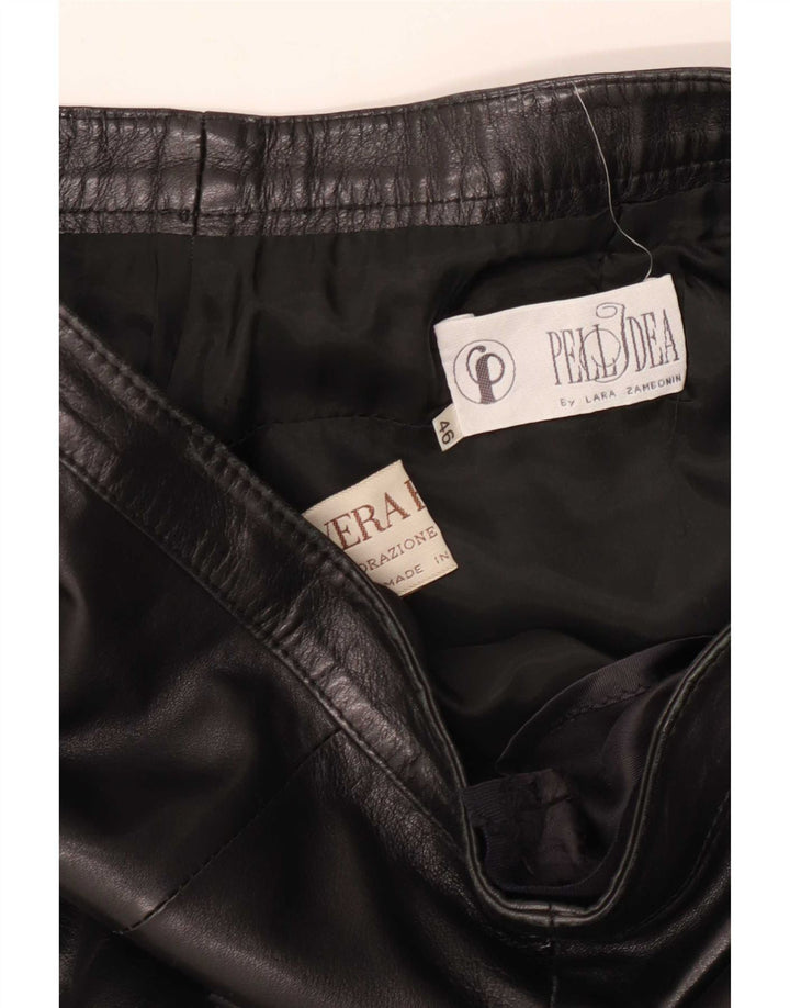 Vintage Damen Lederrock IT 46 Groß W30 Schwarz