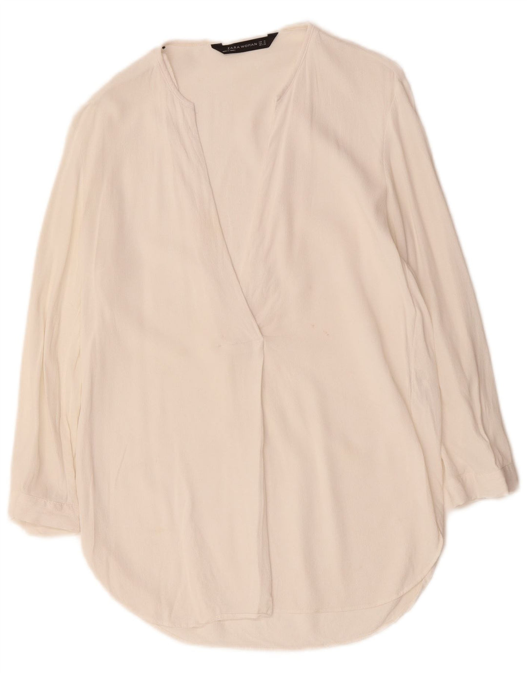 ZARA Damen-Blusenoberteil mit 3/4-Ärmeln, UK-Größe 44, mittelweiße Viskose
