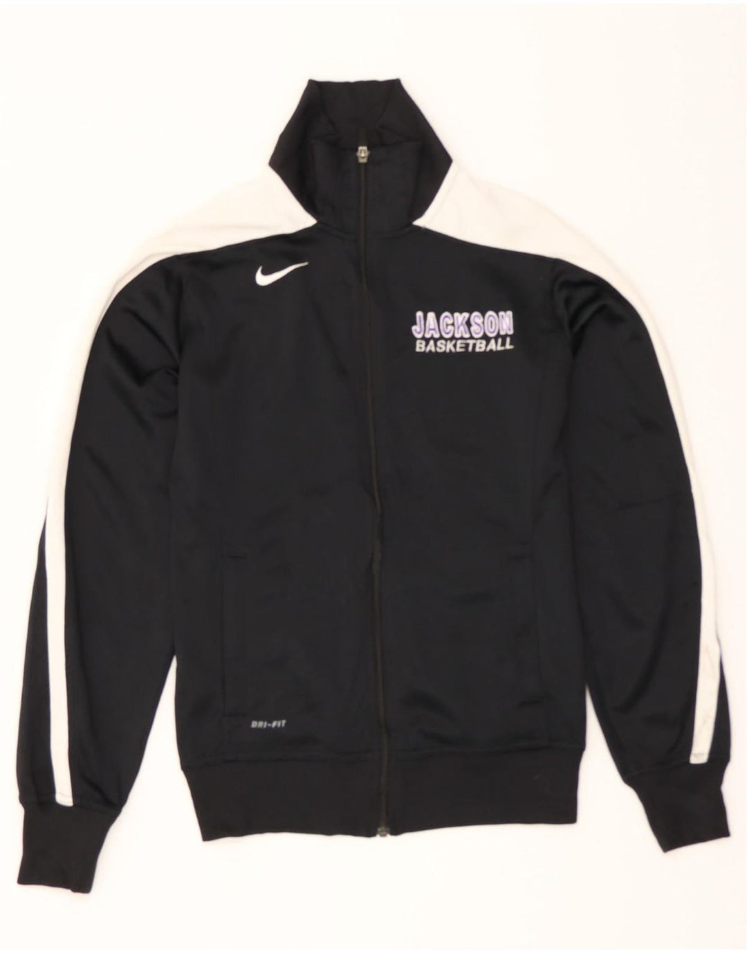 NIKE Mens Dri Fit Tracksuit Top Jacket Small Black Colourblock Polyester Vintage Nike and Second-Hand Nike from Messina Hembry 