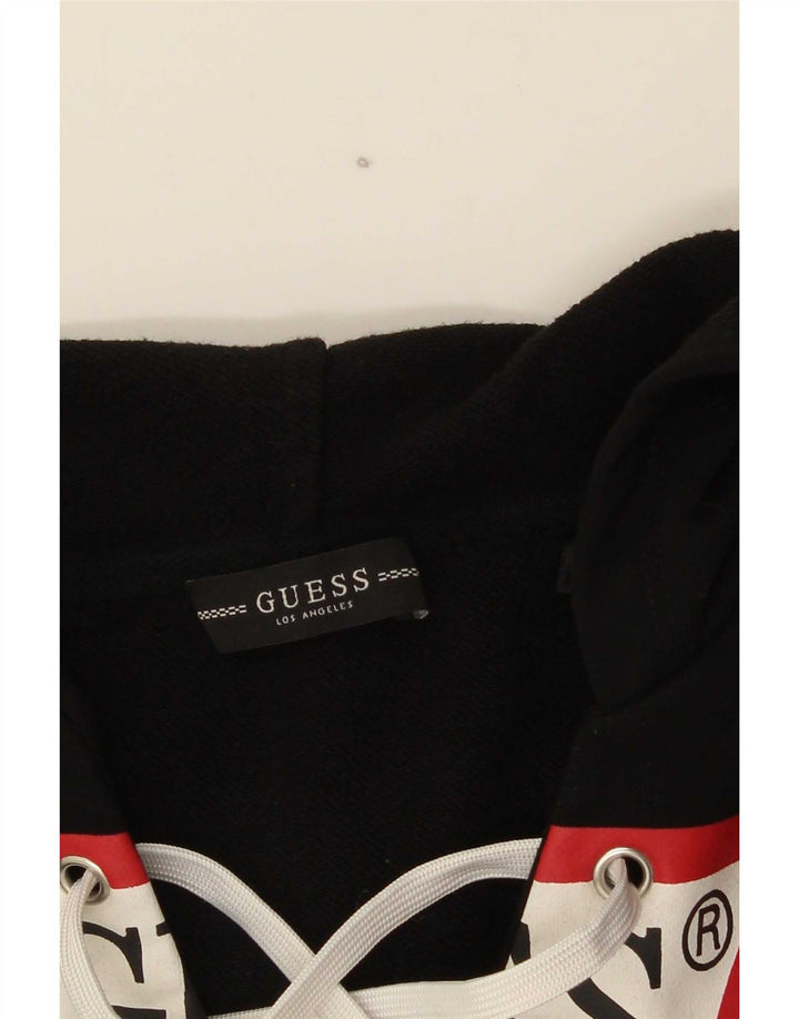 Guess Damen Graphic Hoodie Pullover UK 14 Medium Schwarz