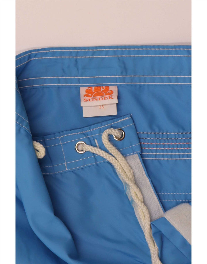 Sundek Herren-Badeshorts aus mittelblauem Colourblock-Nylon
