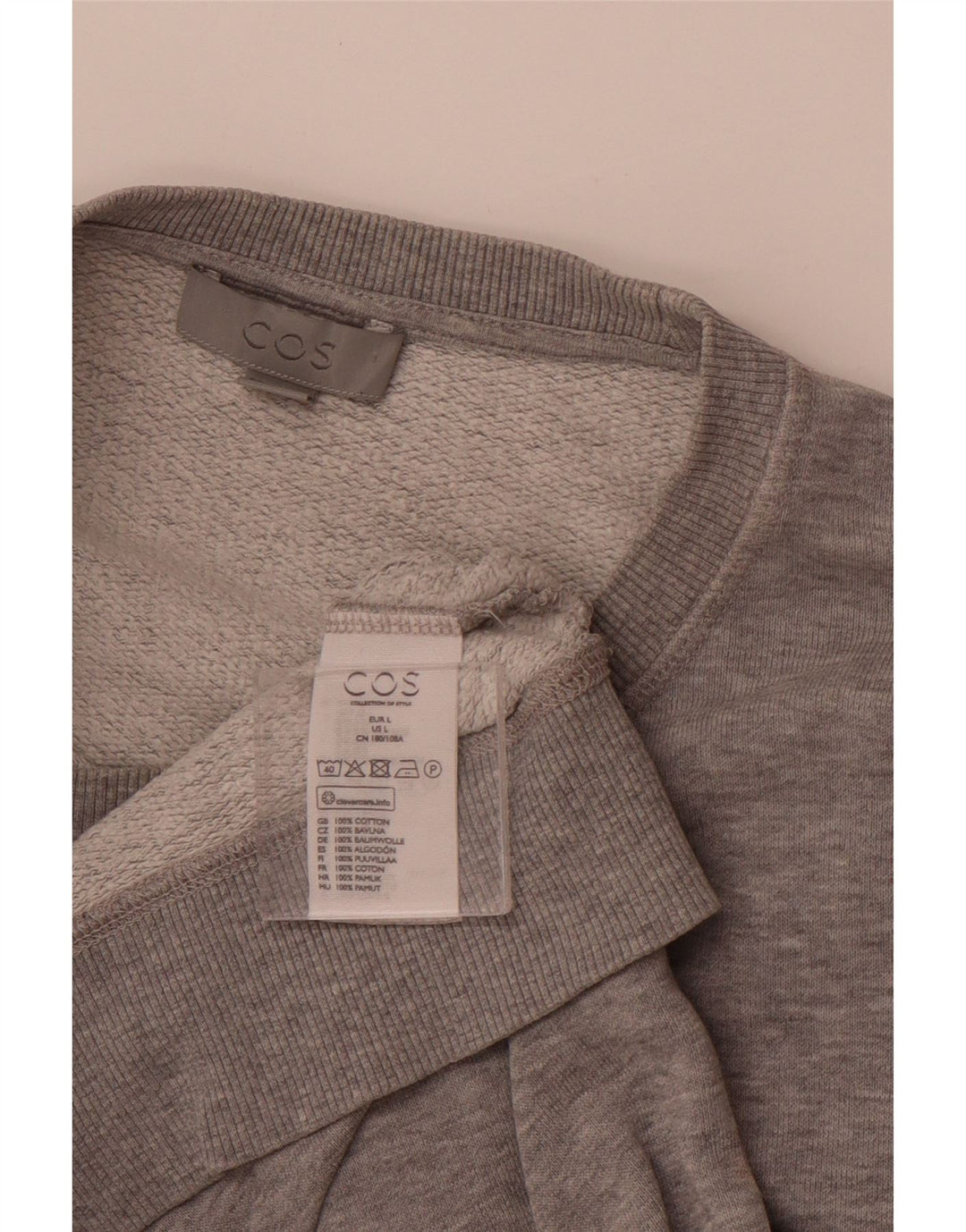 COS Herren-Sweatshirt-Pullover, große graue Baumwolle