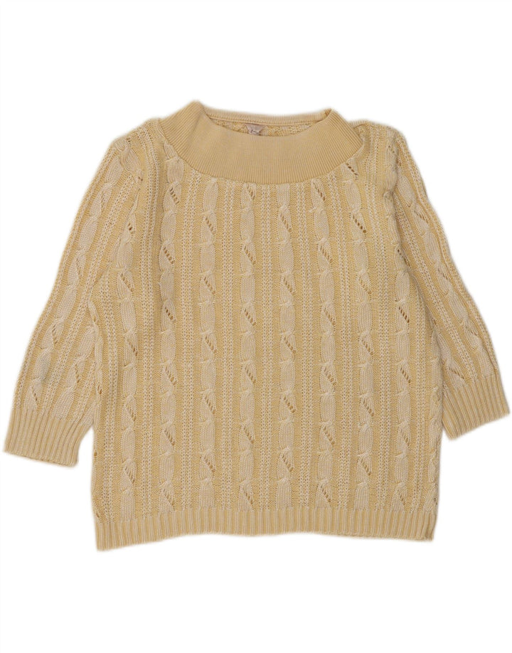 VINTAGE Womens Turtle Neck Jumper Sweater EU 38/40 Medium Yellow Striped Vintage Vintage and Second-Hand Vintage from Messina Hembry 