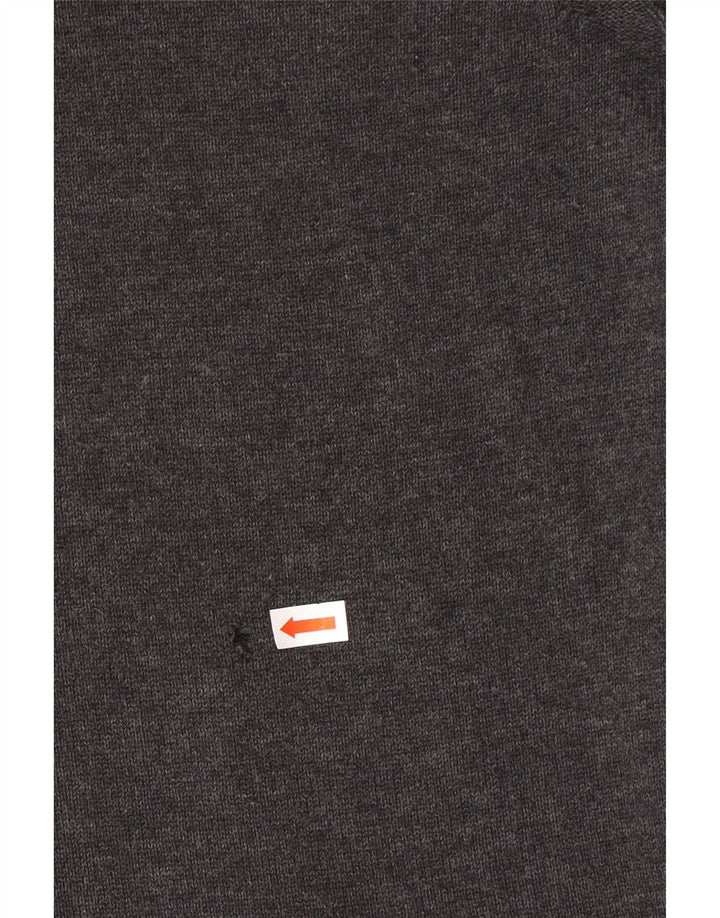 HUGO BOSS Herren-Pullover mit Rundhalsausschnitt, mittelgraue Baumwolle
