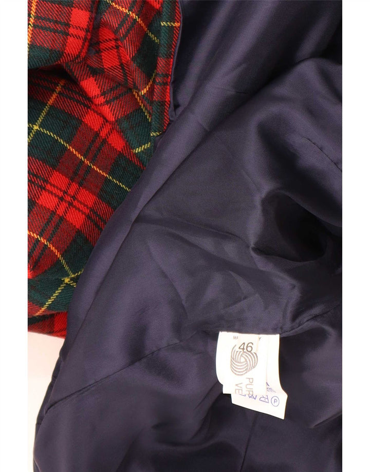 Vintage Damen 3-Knopf-Blazerjacke IT 46 Große rotkarierte Schurwolle