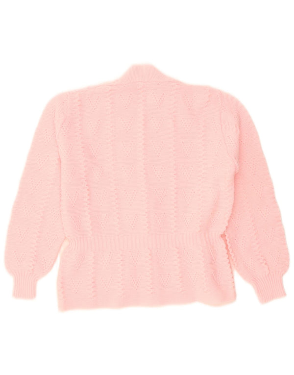 Vintage Damen Cardigan Pullover UK 14 Mittelrosa Acryl