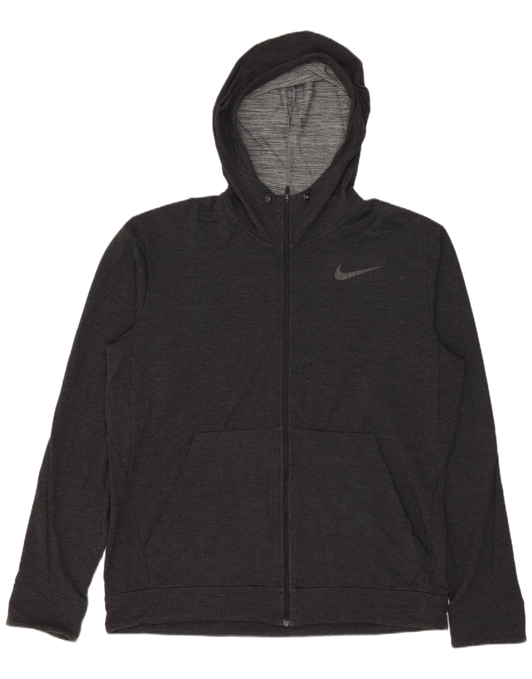 Nike Herren-Dri-Fit-Kapuzenpullover mit Reißverschluss, groß, graues Rayon