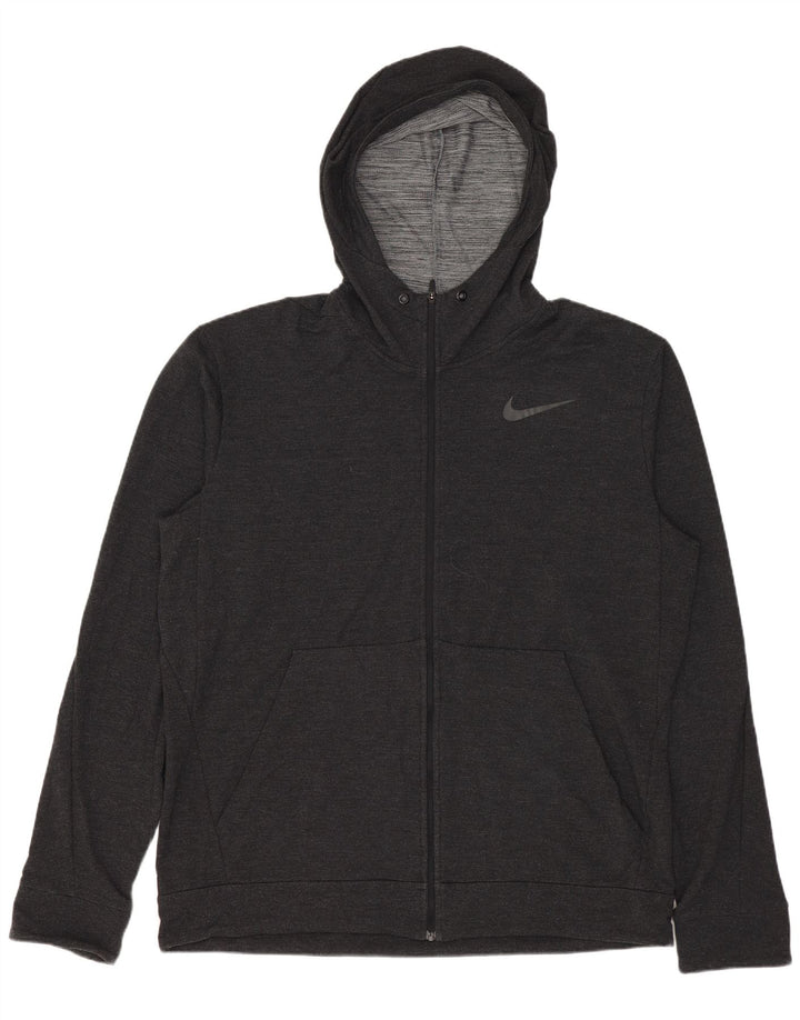 Nike Herren-Dri-Fit-Kapuzenpullover mit Reißverschluss, groß, graues Rayon