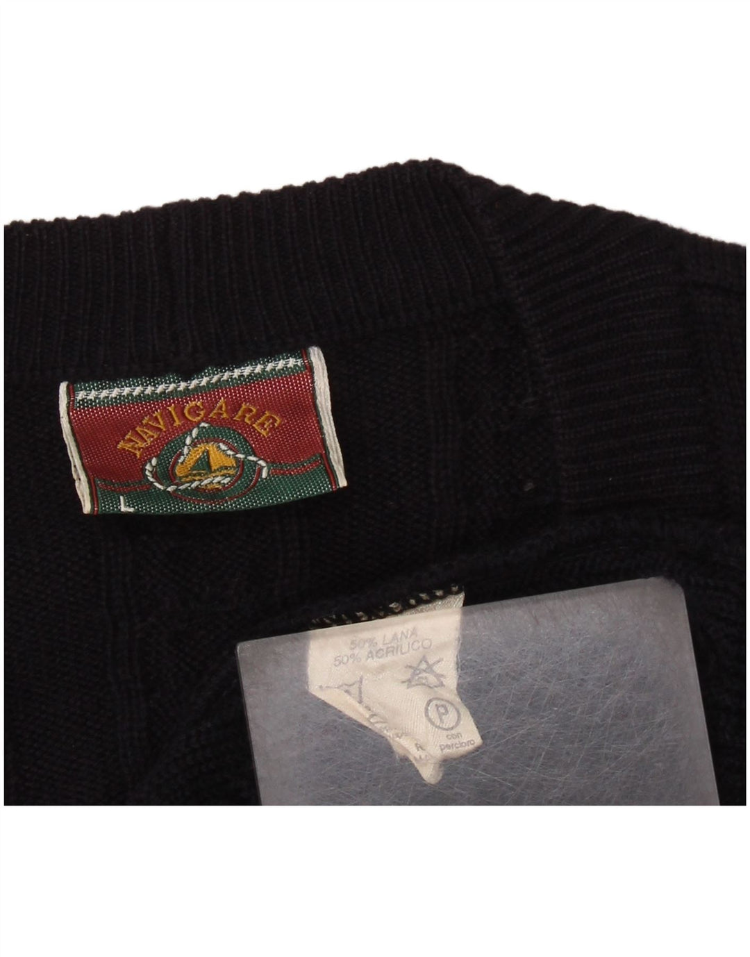 Navigare Herren-Strickjacke, große marineblaue Wolle