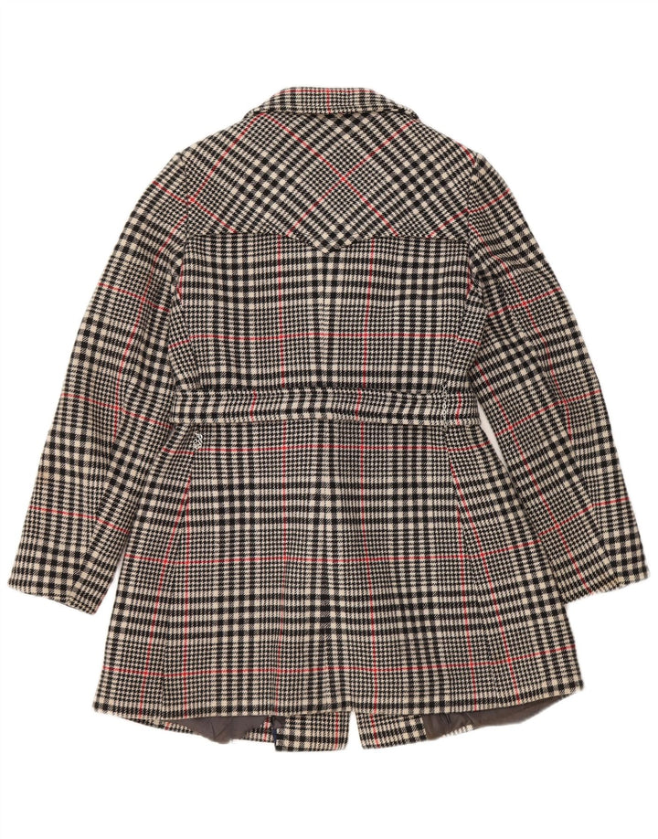 Vintage Damen Zweireihiger Trenchcoat IT 46 Großer grauer Karo