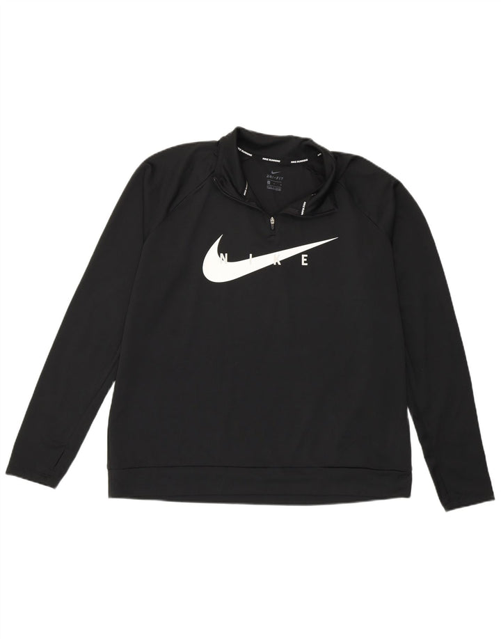 Nike Damen Dri Fit Graphic Pullover Trainingsanzug Top UK 16 Large Schwarz
