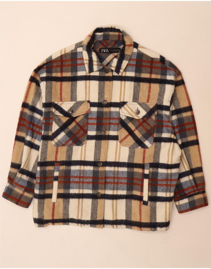 Zara Damen Übergroßes Holzfäller-Flanellhemd UK 18 XL Mehrfarbig kariert