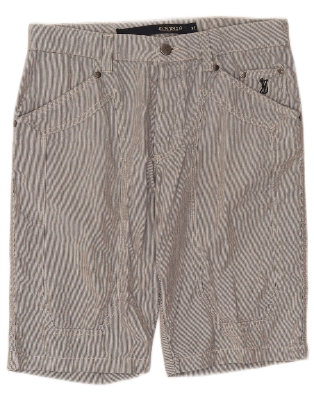 Jeckerson Herren-Bermudashorts W31 Mittelgraue Nadelstreifen-Baumwolle