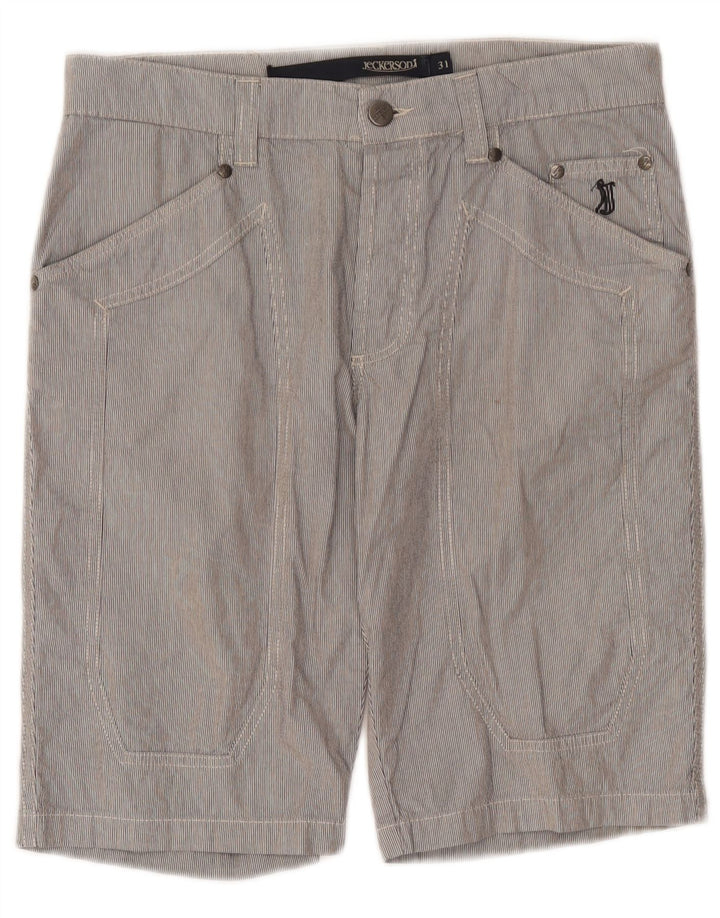Jeckerson Herren-Bermudashorts W31 Mittelgraue Nadelstreifen-Baumwolle