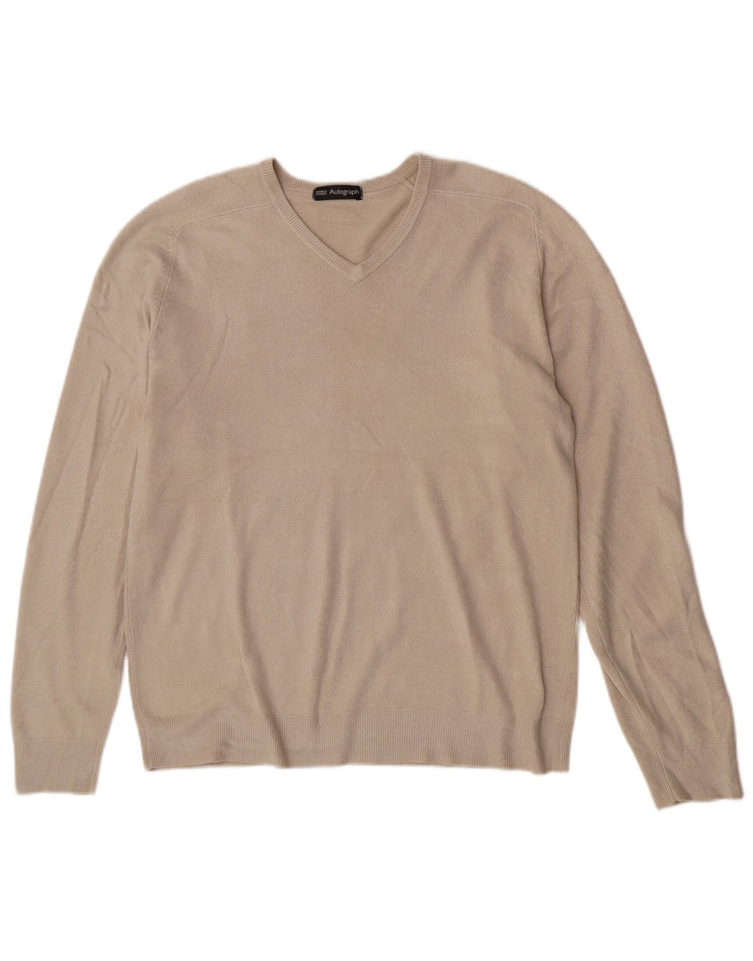 Marks & Spencer Herren Autograph Pullover mit V-Ausschnitt Mittelbeige