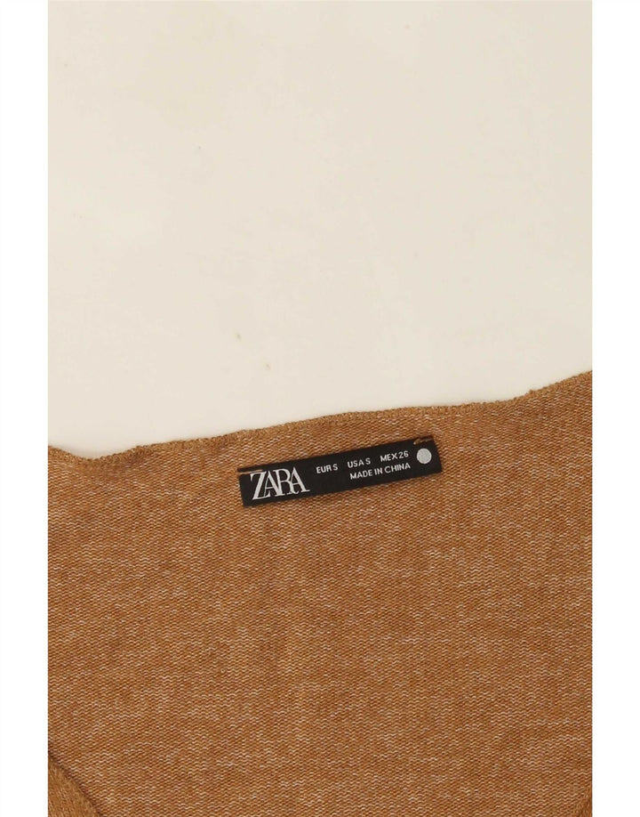 Zara Damen Top Langarm UK 10 Small Beige Flecked