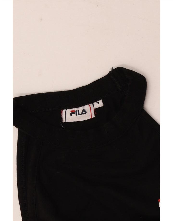 Fila Womens Graphic Crop Neckholder Top UK 10 Small Schwarz Farbblock