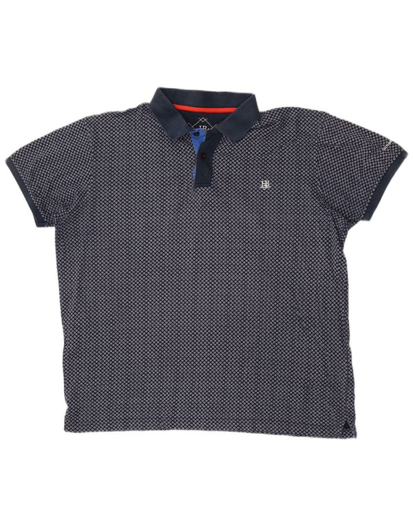 Harmont & Blaine Mens Polo Shirt 2XL Navy Blue Geometric Cotton