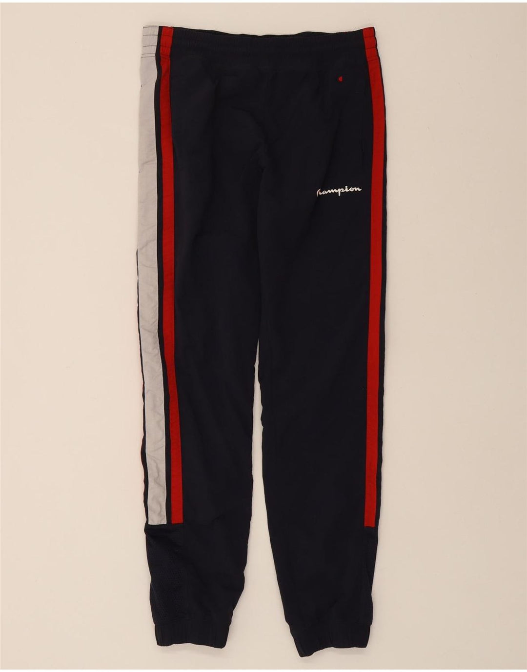 CHAMPION Mens Tracksuit Trousers Joggers Small Navy Blue Colourblock Vintage Champion and Second-Hand Champion from Messina Hembry 