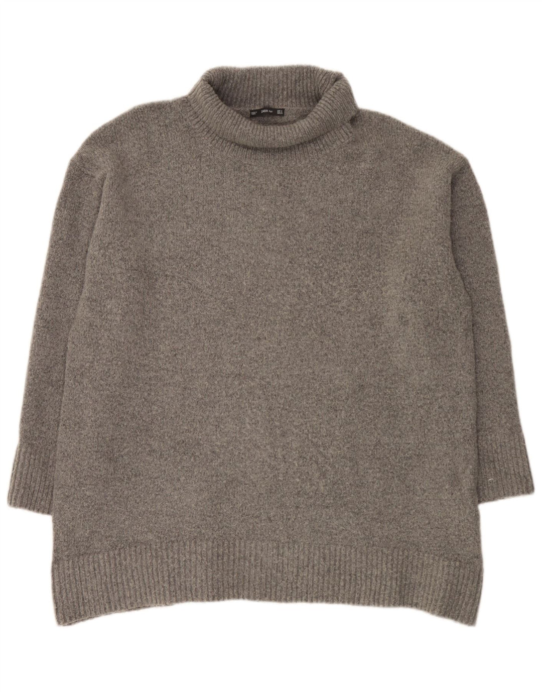 Zara Damen-Pullover mit Rollkragen, übergroß, Gr. 10, Small, Grau, Acryl