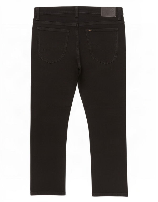 Lee Damen Luke Slim Cropped Jeans W34 L24 Schwarze Baumwolle
