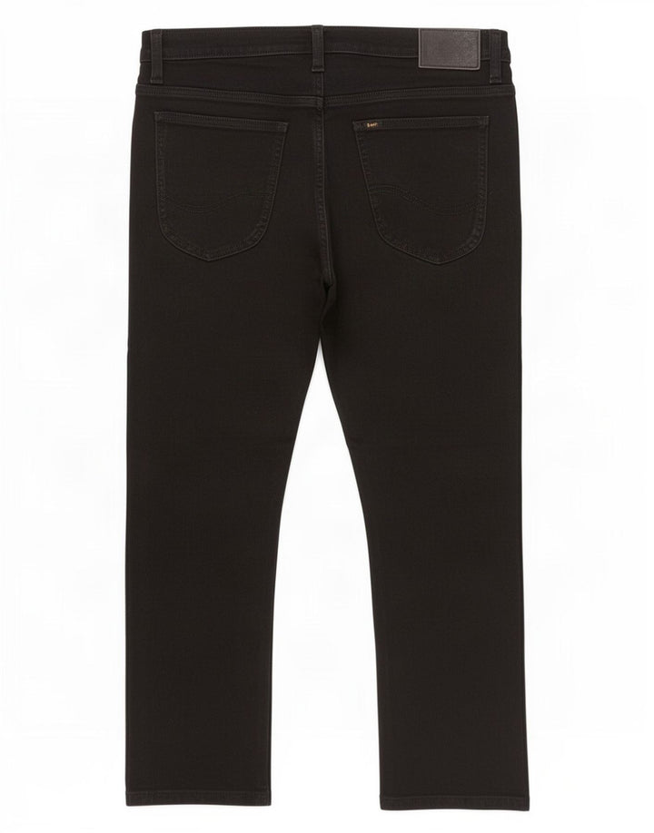 Lee Damen Luke Slim Cropped Jeans W34 L24 Schwarze Baumwolle